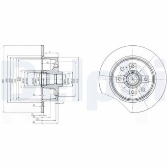 OPEL Диск тормозной задний Kadett E,Vectra A 2.0 87- Delphi BG2571