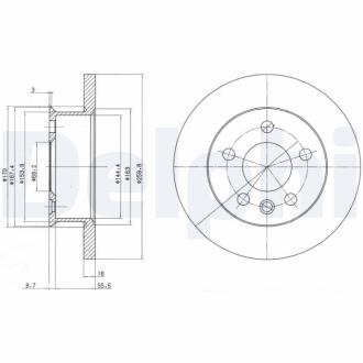 VW Диск тормозной передний T4 1,9/2,4D 91- Delphi BG2716