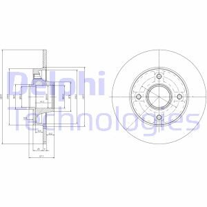 CITROEN Диск тормозной задн с ступицой лакир.! (c подш, с кольцом ABS) Citroen C3,C4 Peugeot 207,307 (249*9*30) Delphi BG9022RSC