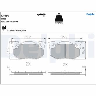 CITROEN Тормозные колодки задн. ZX 91-,Xsara,Peugeot 206-309,Renault 19,Clio,Megane I Delphi LP699