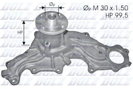 FORD Помпа воды Sierra V6 2.0,2.3,2.8 84- DOLZ F120