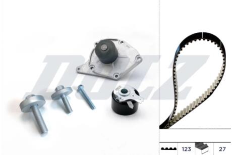 RENAULT К-т ГРМ (помпа + ремень + ролик + крепеж) Kangoo,Megane 02- DOLZ KD004