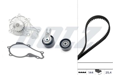 FORD К-кт ГРМ (помпа + ремень + 2 ролика) FIESTA VI 1.4 TDCi, B-MAX 1.6 TDCi, PEUGEOT DOLZ KD015