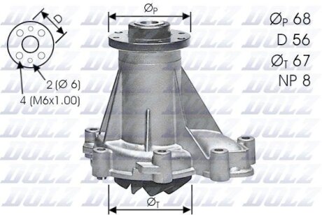 Насос водяной MB SPRINTER, LTI2.5D, VITO 2.3D / TD, 2.8TD 94-> DOLZ M176