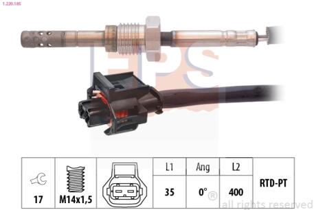 OPEL Датчик температуры ОГ Antara 2,0CDTi -11, CHEVROLET Captiva 2,0D 06- EPS 1.220.185