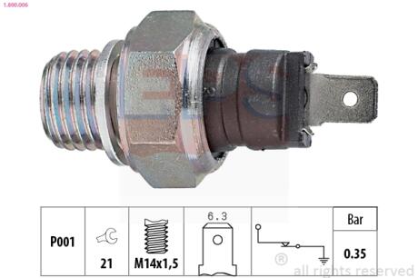 OPEL Датчик давл.масла OPEL VOLVO RENAULT PEUGEOT SAAB EPS 1.800.006