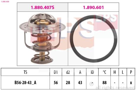 Термостат 88C Mitsubishi Carisma/Colt/Lancer Toyota Avensis/Corolla/Camry 00- EPS 1.880.408