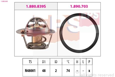 Термостат Ford Focus 1.4/1.6i 98-12 EPS 1.880.840