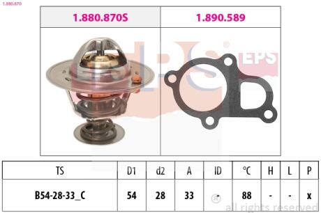 Термостат с прокладкой для- Hyunday Accent III/Getz/Kia Rio 1.4/1.6 2005- EPS 1.880.870