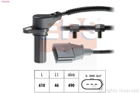 Датчик положения к/вала Audi A2 /Seat Arosa, Cordoba /VW Lupo, Polo 1.2-1.4TDI 99- EPS 1.953.259