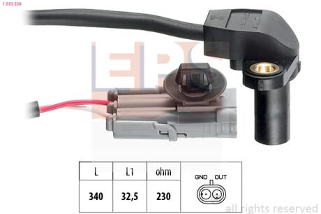 Датчик положения к/вала Renault Avantime, Espace IV, Laguna II, Megane II, Vel Satis 03.01- EPS 1.953.328
