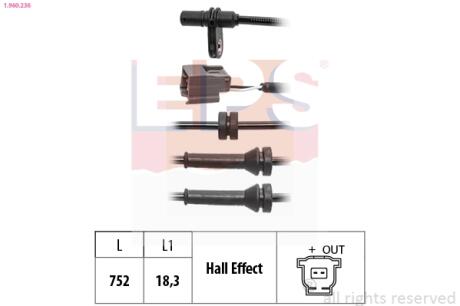 Датчик ABS задн Nissan Leaf 10- EPS 1.960.236