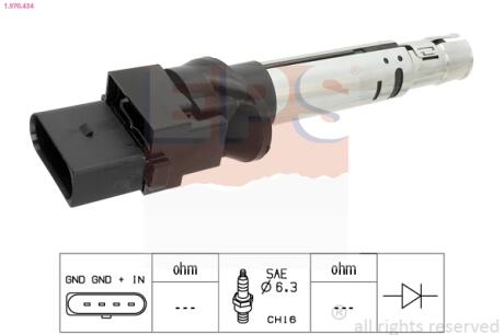 Котушка запалювання Audi A3 3.6Fsi 09.04- Skoda Superb 3.6 V6 11.08- VW Passat 3.2/3.6Fsi 09.05- EPS 1.970.434