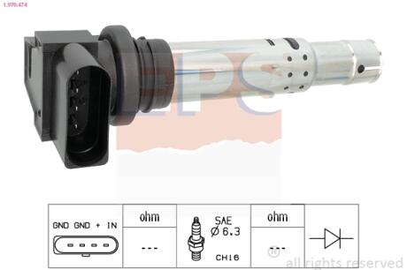 Котушка VW Passat/Skoda Octavia/Seat Toledo 1.2-1.6 98- 12V EPS 1.970.474