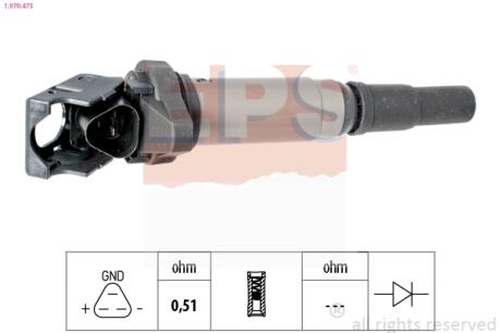 Катушка зажигания BMW 3 (E90) 323i/330i /5 (E60, F10)/7 (F01,F02,F03)/X5 (E70)/Peugeot 207, 308, 508 EPS 1.970.475