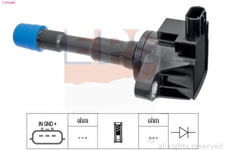 Катушка зажигания задняя Honda City, Civic, Jazz 02- EPS 1.970.608