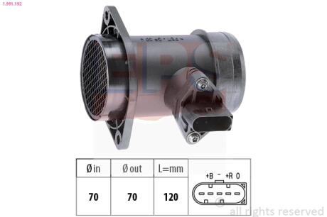 Воздухомер Audi A4/A6, VW 1.9 TDI, Seat Cordoba EPS 1.991.192