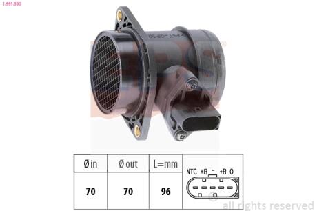 VW Расходомер воздуха Audi A3 1,8 Skoda Octavia 1,8/2,0 SEAT,Golf IV EPS 1.991.380