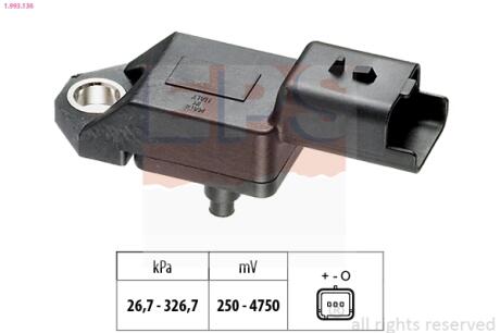 Датчик вакуума Fiat Ulysse, Galaxy, Mondeo IV, S-Max// Lancia Phedra 2.2 Tdci 03.08- EPS 1.993.136
