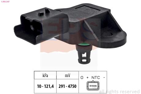 CITROEN Датчик давления воздуха C1/C3/C4 Cactus/C-Elysse 1,0-1,2VTi EPS 1.993.347