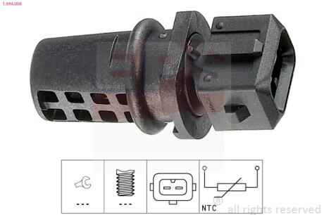 Датчик темп. впуск. воздух Daewoo Lanos, Leganza, Nubira 1.4-2.0 16V 05.97- Volvo 1.6-2.5 EPS 1.994.008