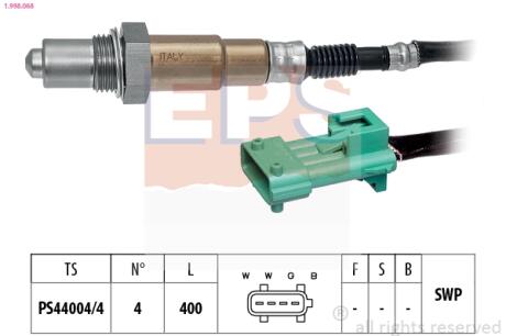Лямбда-зонд PSA Berlingo 1.4 96-11/Nemo 1.4 08-/Bipper 1.4 08-/Partner 1.4 96-15/Fiat Fiorino 1.4 07- EPS 1.998.068