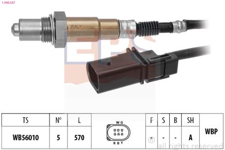 Лямбда-зонд Kia Sportage 1.6LPG 20-22 /VW Golf VII 1.4GTE Hybrid 14-20/Passat B8 1.4GTE Hybrid 15- EPS 1.998.587