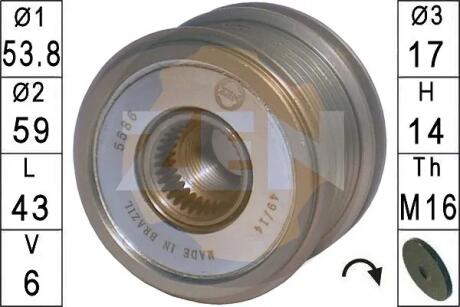 Шкив генератора инерционный ERA ZN5586