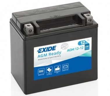 Аккумулятор залитый и заряженный AGM 12Ah 200A EXIDE AGM12-12 (фото 1)