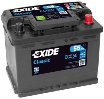 Аккумулятор 55Ah-12v CLASSIC(242х175х190),R,EN460 EXIDE EC550