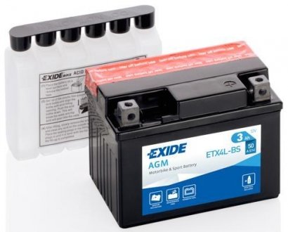 Стартерна батарея (акумулятор) EXIDE ETX4L-BS (фото 1)