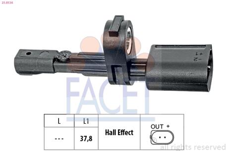 Датчик ABS Audi A3/Skoda OCTAVIA III/ VW CADDY III,GOLF VI, VII 09 -задний Л/Пр FACET 21.0134