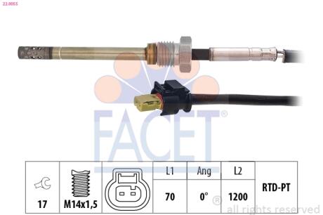 Датчик температури ОГ MB Sprinter (906) 2.1D-3.2D 03- FACET 22.0055