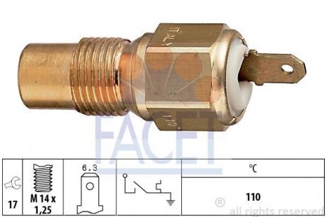 Датчик увімкнення вентилятора Peugeot 405 ii 1.9 d (97-99) FACET 7.4030 (фото 1)