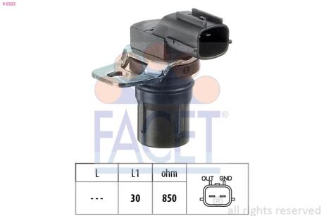 Датчик положення коленвала Ford C-Max/Fiesta/Focus 1.25-2.5 i/TDCI/Ti/DI/TDDi/TDI 98-> FACET 9.0322