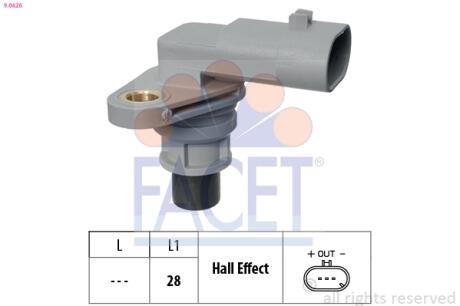 Датчик положения распредвала Fiat Doblo/Ducato / Opel Combo 1.6-2.0 D/CDTI 10-> FACET 9.0626