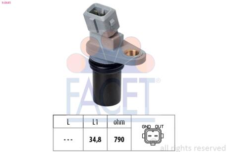 Датчик положения коленвала Smart 451/452 0.7-1.0 i/Turbo/CDi 03-> FACET 9.0641