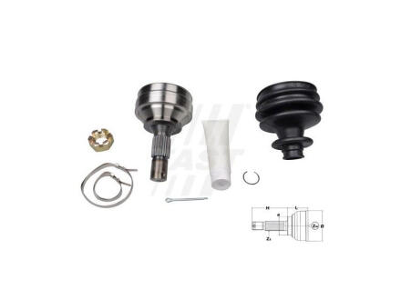 ШРУС зовнішній комплект CITROEN BERLINGO 08-18, C4 (B7) 11-16, C4 Picasso 04-11, C3 09-16 FAST FT25089K