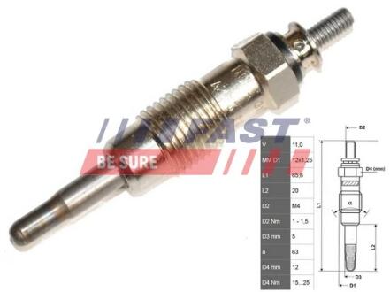 Свеча Накала 2.5 D/Td 94- FAST FT82722