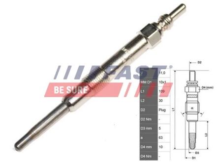 Свеча Накала 1.9jtd 8v 00- FAST FT82733