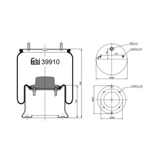 4912NP13 Пневмородушка подвески со стальным стаканом FEBI BILSTEIN 39910