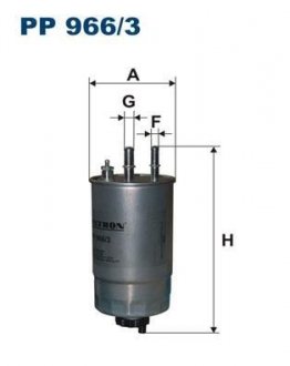 FIAT фильтр топлива Bravo 05-, Croma 05- (208*89,5*8/10) FILTRON PP966/3