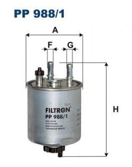RENAULT Фильтр топлива для датч.воды Kangoo 1.5dCi 08- (158*90*10/10) FILTRON PP988/1