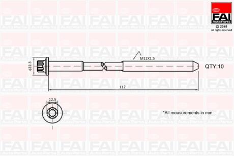 К-кт болтів ГБЦ Renault Megane LagunaTrafic 20 V16 01- Fischer Automotive One (FA1) B1018