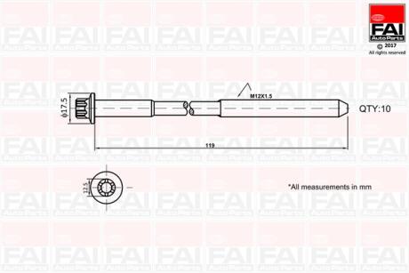 К-кт болтів ГБЦ Renault F8Q,F9Q, Volvo D4192 Fischer Automotive One (FA1) B1401