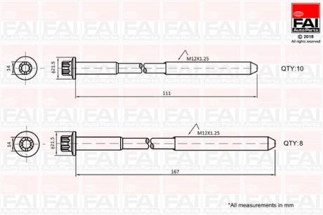 FAI TOYOTA К-т болтов ГБЦ LAND CRUISER 3.0 00-, HILUX VII 2.5 01- Fischer Automotive One (FA1) B2124
