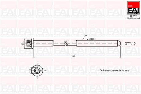 К-кт болтов ГБЦ Ford Fiesta/Focus/Mondeo 1.25-1.6 98- Fischer Automotive One (FA1) B489
