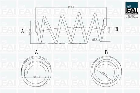 FAI CITROEN пружина передня L=340mm DS3 (SA_) 1.6 VTi 120 10-15 Fischer Automotive One (FA1) FPCS124