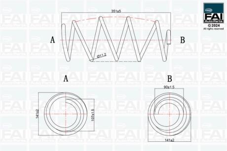 FAI VW пружина передня L= 351mm Polo 09-,Skoda Rapid 12- Fischer Automotive One (FA1) FPCS141