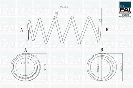 FAI TOYOTA пружина передня L=374mm Yaris 05- Fischer Automotive One (FA1) FPCS146